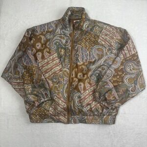 VTG EVR Silk Paisley Full Zip Long Sleeve Jacekt Women's Petite Large